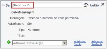 Expressão utilizada num bloco Se numa macro.