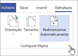 Clique no ícone no canto da secção Configurar Página