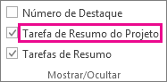 Tarefa de Resumo do Projeto no separador Formato