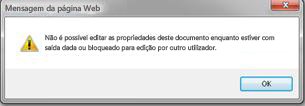 Mensagem a informar que o ficheiro está bloqueado por outra pessoa