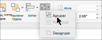Botão Agrupar selecionado no separador Formato da Forma