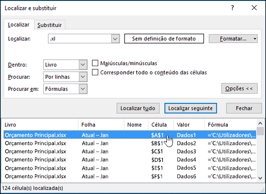 Caixa de diálogo Localizar e Substituir