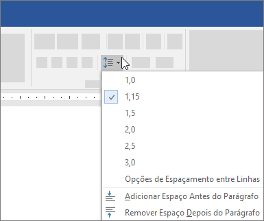 Opções para alterar o espaçamento entre linhas no Word