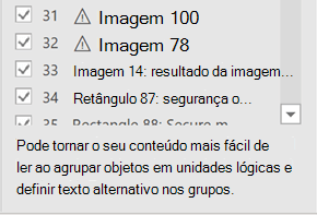 É apresentada uma sugestão na parte inferior do painel Ordem de Leitura.