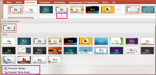 PPT para Mac: Guardar o seu tema