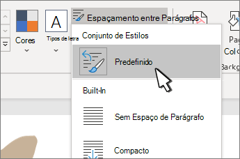 Predefinição em Conjunto de estilos selecionado