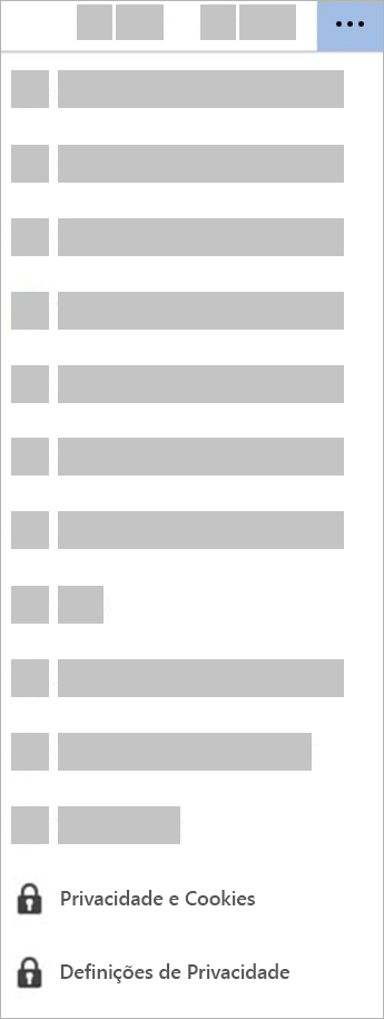 Captura de ecrã do botão Definições de Privacidade