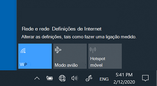 Definições de rede no Windows 10