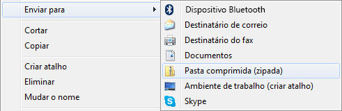 Clique com o botão direito do rato na apresentação, clique em Enviar para e clique em Pasta comprimida (zipada).