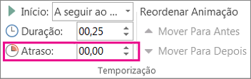 Colocar em pausa ou atrasar antes do início do efeito de animação seguinte