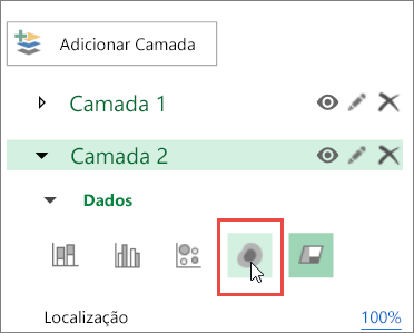 Ícone Mapa Térmico no Painel Camada