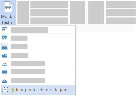 A opção Editar Pontos de Moldagem de Moldar Texto no friso