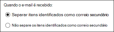 Correio Secundário do Outlook na Web