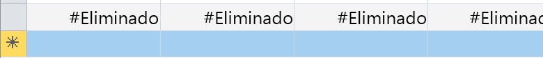 Linha que mostra os campos com o texto Eliminado