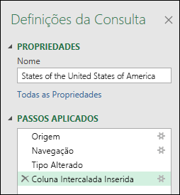 Combinar colunas a partir de um exemplo na janela Passos Aplicados no Power Query