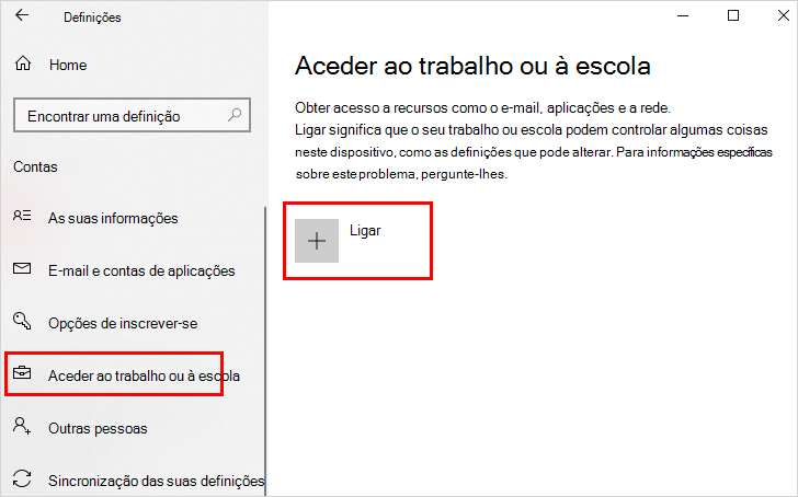 Aceder a ligações escolares ou Ligação trabalho