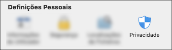 O ícone de Privacidade nas preferências da aplicação.