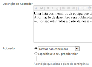 Descrição do Acionador e Acionador