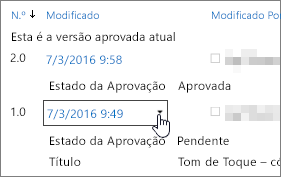 Botão de diálogo pendente Versão