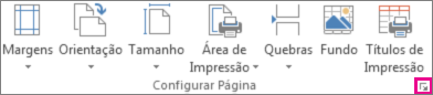 Iniciador de caixa de diálogo no grupo Configurar Página