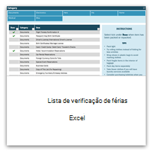 Lista de verificação de férias no Excel