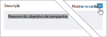 Clique em Mostrar no cartão para mostrar a descrição