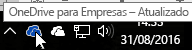 Captura de ecrã a mostrar o cursor a passar sobre o ícone azul do OneDrive, com o texto OneDrive para Empresas.
