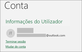 Mostra a ligação Terminar Sessão na vista Backstage do Office no Windows