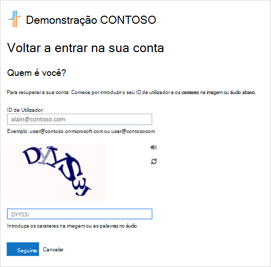 Voltar ao ecrã da sua conta