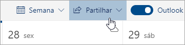 Uma captura de ecrã do botão Partilhar