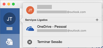 Apresenta a opção para Terminar Sessão na vista Backstage no Office para Mac