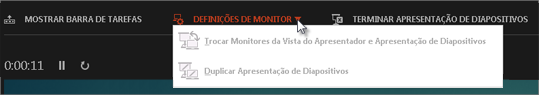 Definições de Monitor na Vista do Apresentador