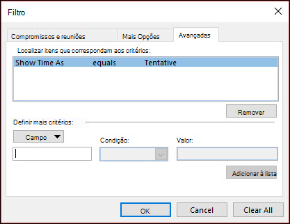 Escolha a partir de qualquer campo de compromisso disponível.