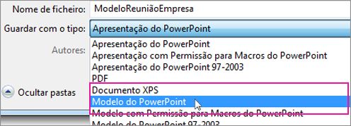 Guardar Como um modelo do PowerPoint