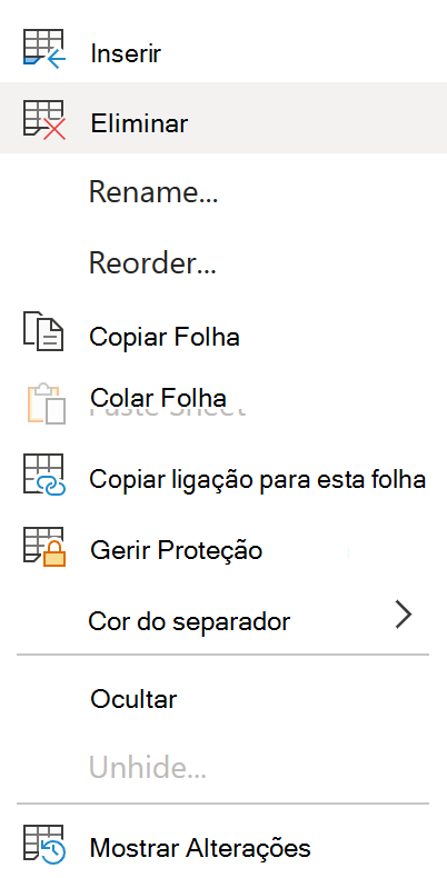 Eliminar uma folha.