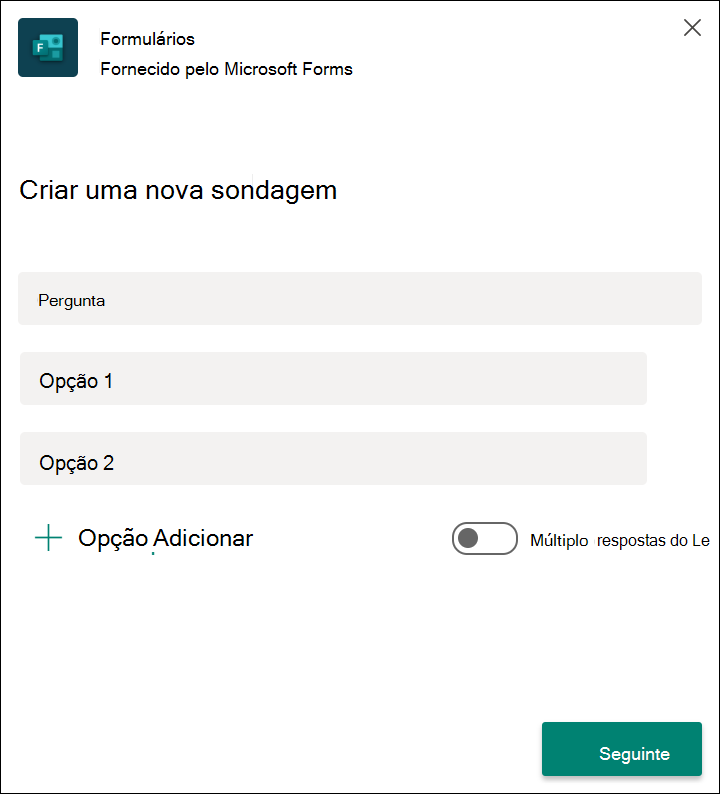 Resultados da votação rápida do Forms Microsoft Teams