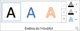 O grupo Estilos do WordArt