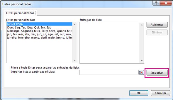 Importar uma lista personalizada