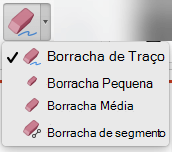 No Mac, o PowerPoint para Office 365 tem quatro borrachas para tinta digital.