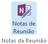 Captura de ecrã do ícone das notas da reunião no friso do pedido de reunião