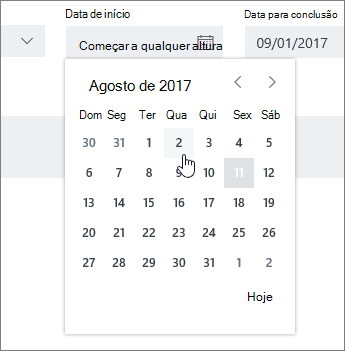 Definir os campos de data em detalhes de tarefa