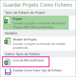 guardar projeto como ficheiro - livro do microsoft excel