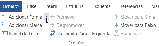 O botão Adicionar Forma no grupo Criar Gráfico