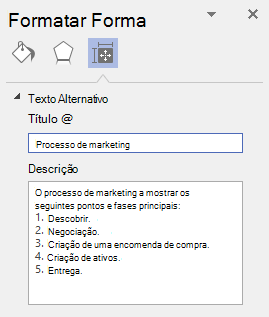 A caixa de diálogo Texto alternativo para elementos visuais no Visio para Windows.