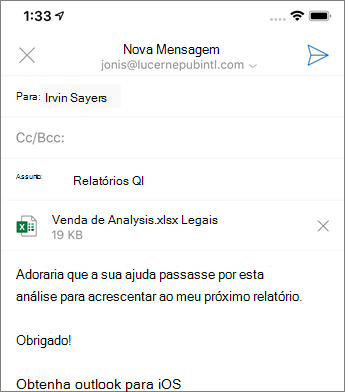 Criar um novo email no Outlook mobile