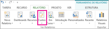 Botão Custos no separador Relatório