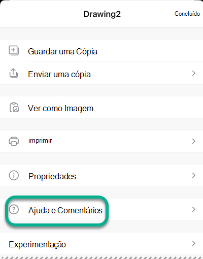 A opção Ajuda e Feedback.