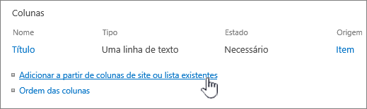 Adicionar a opção de tipo de conteúdo existente realçada