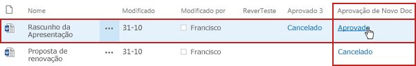 Clique na ligação do estado do fluxo de trabalho