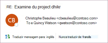 Cabeçalho de e-mail recebido